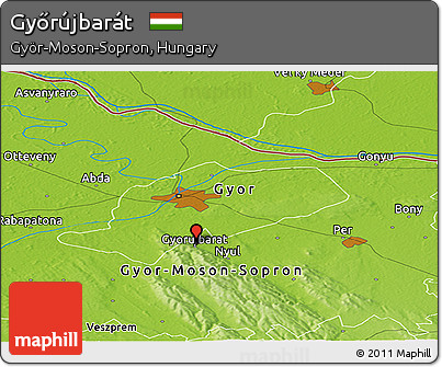 Physical Panoramic Map of Győrújbarát