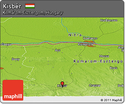 Physical Panoramic Map of Kisbér
