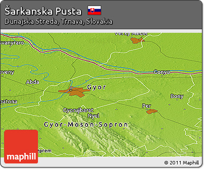 Physical Panoramic Map of Šarkanska Pusta