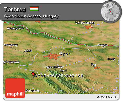 Satellite Panoramic Map of Tóthtag