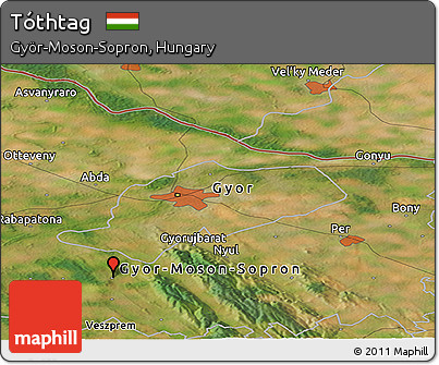 Satellite Panoramic Map of Tóthtag