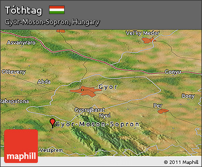 Satellite Panoramic Map of Tóthtag