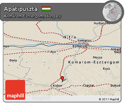 Shaded Relief Panoramic Map of Apátipuszta