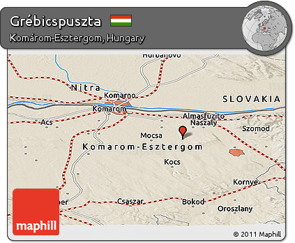 Shaded Relief Panoramic Map of Grébicspuszta