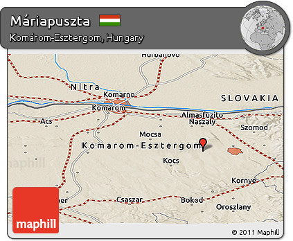 Shaded Relief Panoramic Map of Máriapuszta