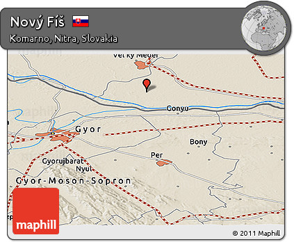 Shaded Relief Panoramic Map of Nový Fíš