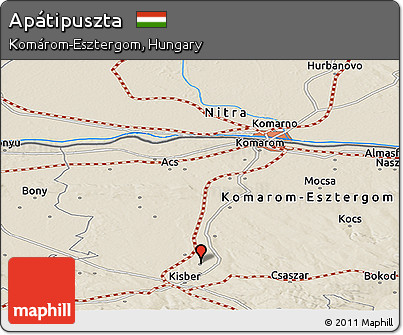 Shaded Relief Panoramic Map of Apátipuszta