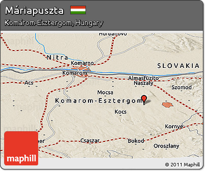 Shaded Relief Panoramic Map of Máriapuszta