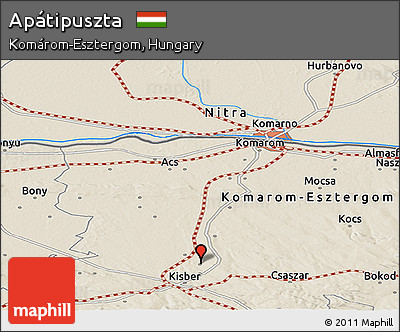 Shaded Relief Panoramic Map of Apátipuszta