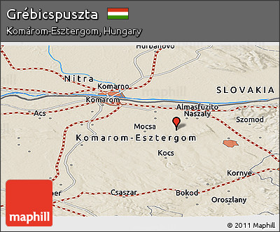 Shaded Relief Panoramic Map of Grébicspuszta
