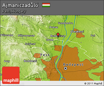Physical 3D Map of Ajmaniczadůlő