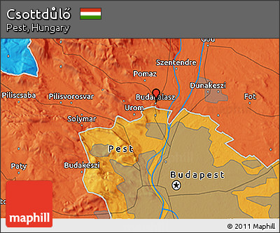 Political 3D Map of Csottdůlő