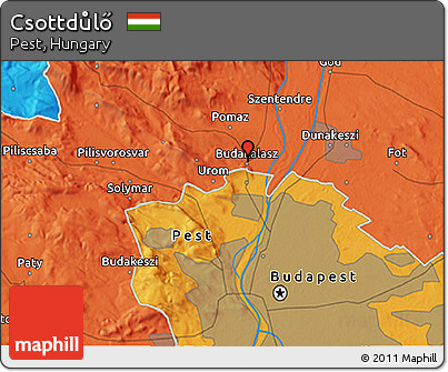 Political 3D Map of Csottdůlő
