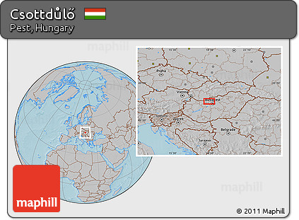 Gray Location Map of Csottdůlő, hill shading