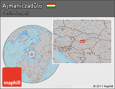 Gray Location Map of Ajmaniczadůlő, hill shading