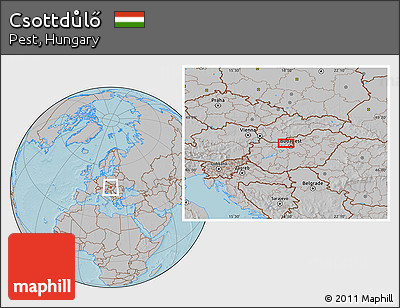 Gray Location Map of Csottdůlő, hill shading