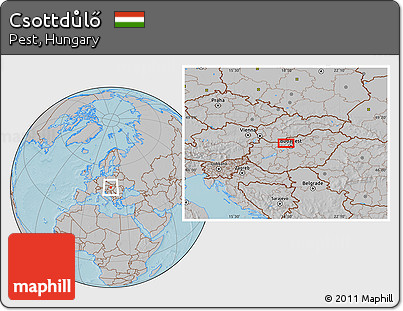 Gray Location Map of Csottdůlő, hill shading