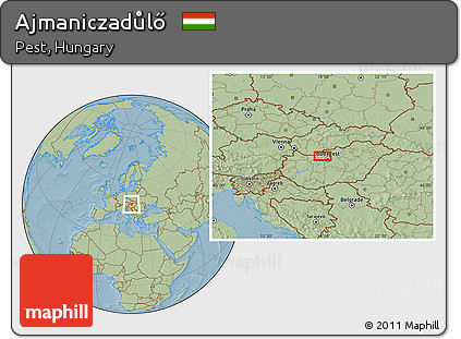 Savanna Style Location Map of Ajmaniczadůlő, hill shading