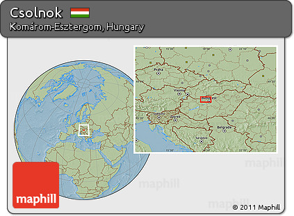 Savanna Style Location Map of Csolnok, hill shading