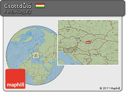 Savanna Style Location Map of Csottdůlő, hill shading