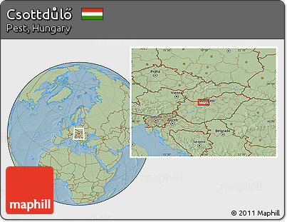 Savanna Style Location Map of Csottdůlő, hill shading