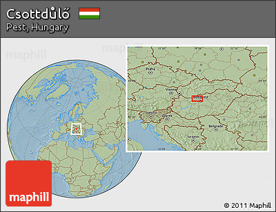 Savanna Style Location Map of Csottdůlő, hill shading