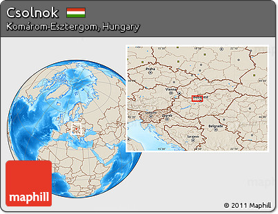 Shaded Relief Location Map of Csolnok