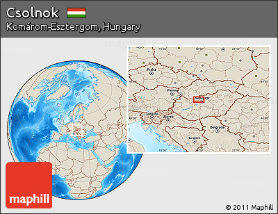 Shaded Relief Location Map of Csolnok