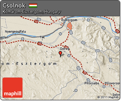 Shaded Relief Map of Csolnok