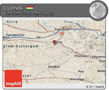 Shaded Relief Panoramic Map of Csolnok