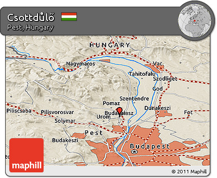 Shaded Relief Panoramic Map of Csottdůlő