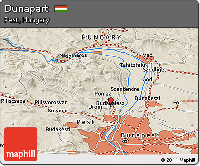 Shaded Relief Panoramic Map of Dunapart