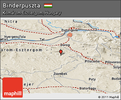 Shaded Relief Panoramic Map of Binderpuszta