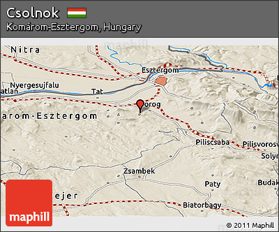 Shaded Relief Panoramic Map of Csolnok