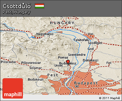 Shaded Relief Panoramic Map of Csottdůlő