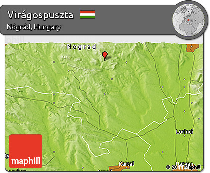 Physical 3D Map of Virágospuszta