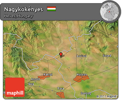Satellite 3D Map of Nagykökényes