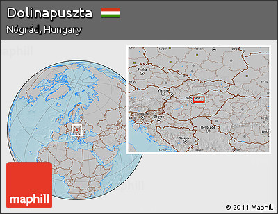 Gray Location Map of Dolinapuszta, hill shading