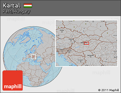 Gray Location Map of Kartal, hill shading