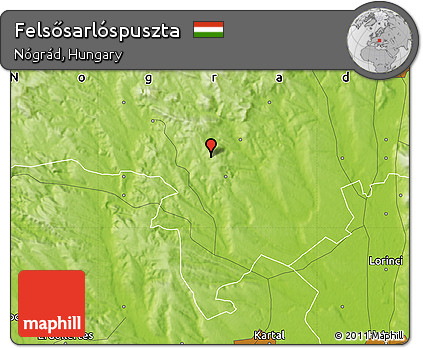 Physical Map of Felsősarlóspuszta