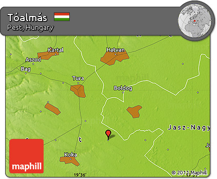 Physical Map of Tóalmás