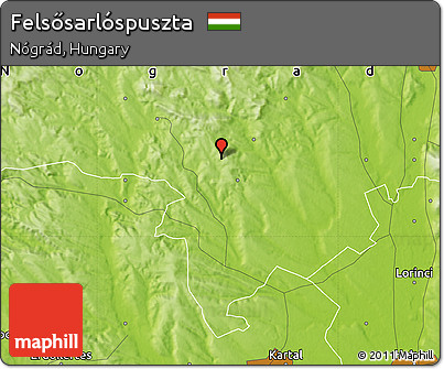 Physical Map of Felsősarlóspuszta