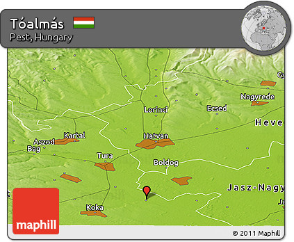 Physical Panoramic Map of Tóalmás