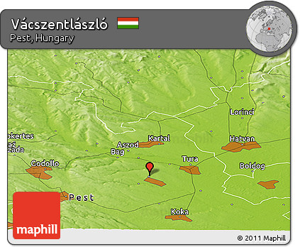 Physical Panoramic Map of Vácszentlászló