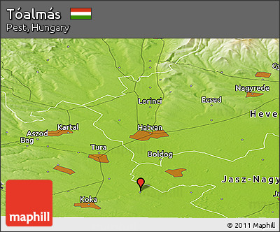 Physical Panoramic Map of Tóalmás
