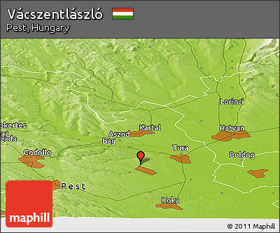 Physical Panoramic Map of Vácszentlászló
