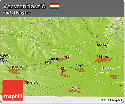 Physical Panoramic Map of Vácszentlászló