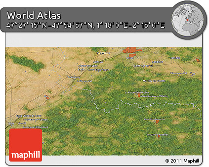 Satellite 3D Map of the Area around 47° 41' 6" N, 1° 46' 29" E