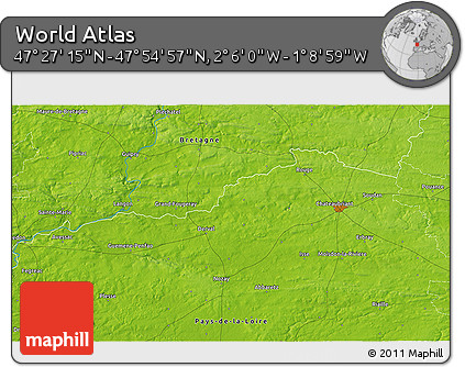 Physical 3D Map of the Area around 47° 41' 6" N, 1° 37' 30" W