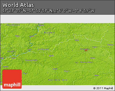 Physical 3D Map of the Area around 47° 41' 6" N, 1° 37' 30" W